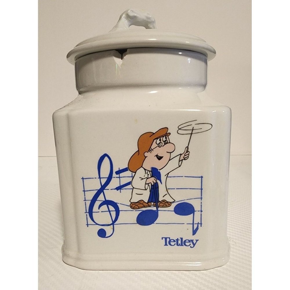 Vintage Tetley Tea musical tea canister & lid Royal Winton UK; Lid Plays Music